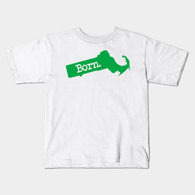 Massachusetts Born MA Green Kids T-Shirt by mindofstate